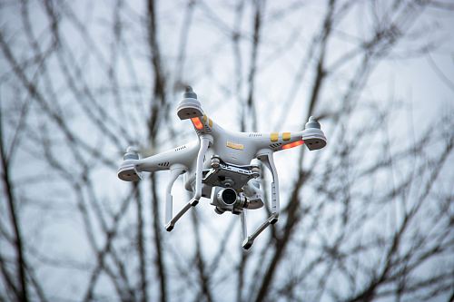 shallow focus photography of quadcopter drone
